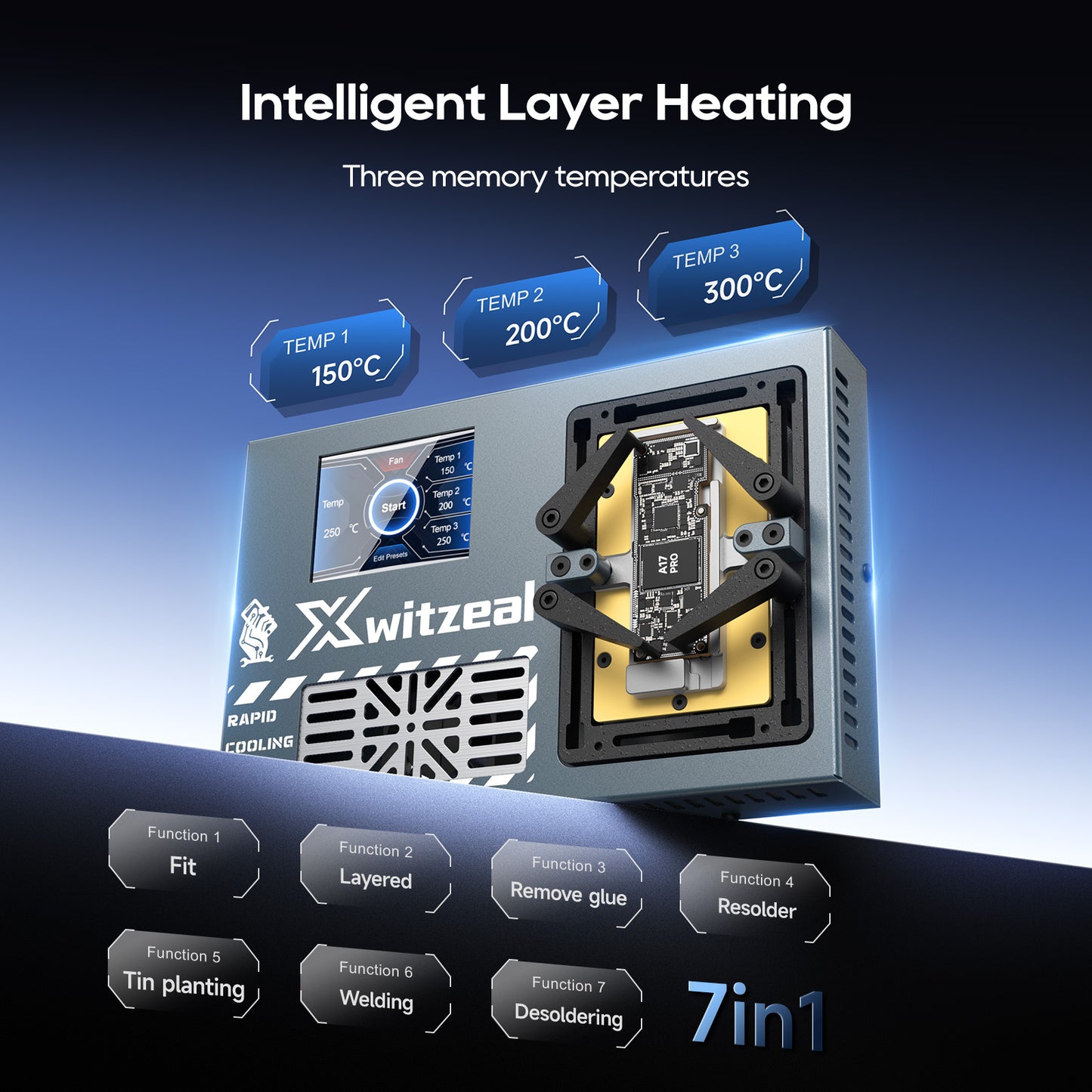 Xwitzeal JR1 7-IN-1 Intelligent Preheating Platform for iPhone X-16 PM/Android