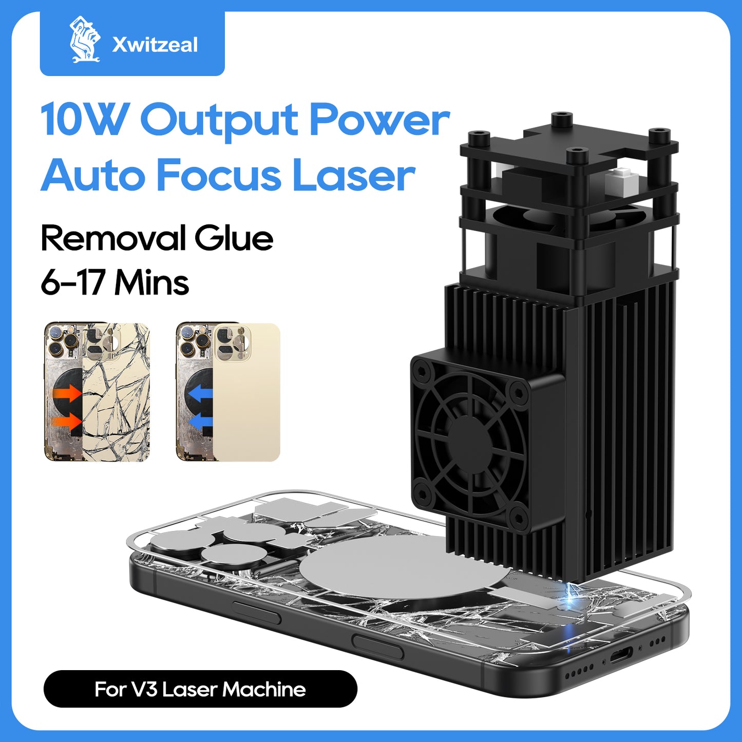 Xwitzeal Optical Diode Laser Module for V2 V3 V8 X1 Laser Machine (10/20W)