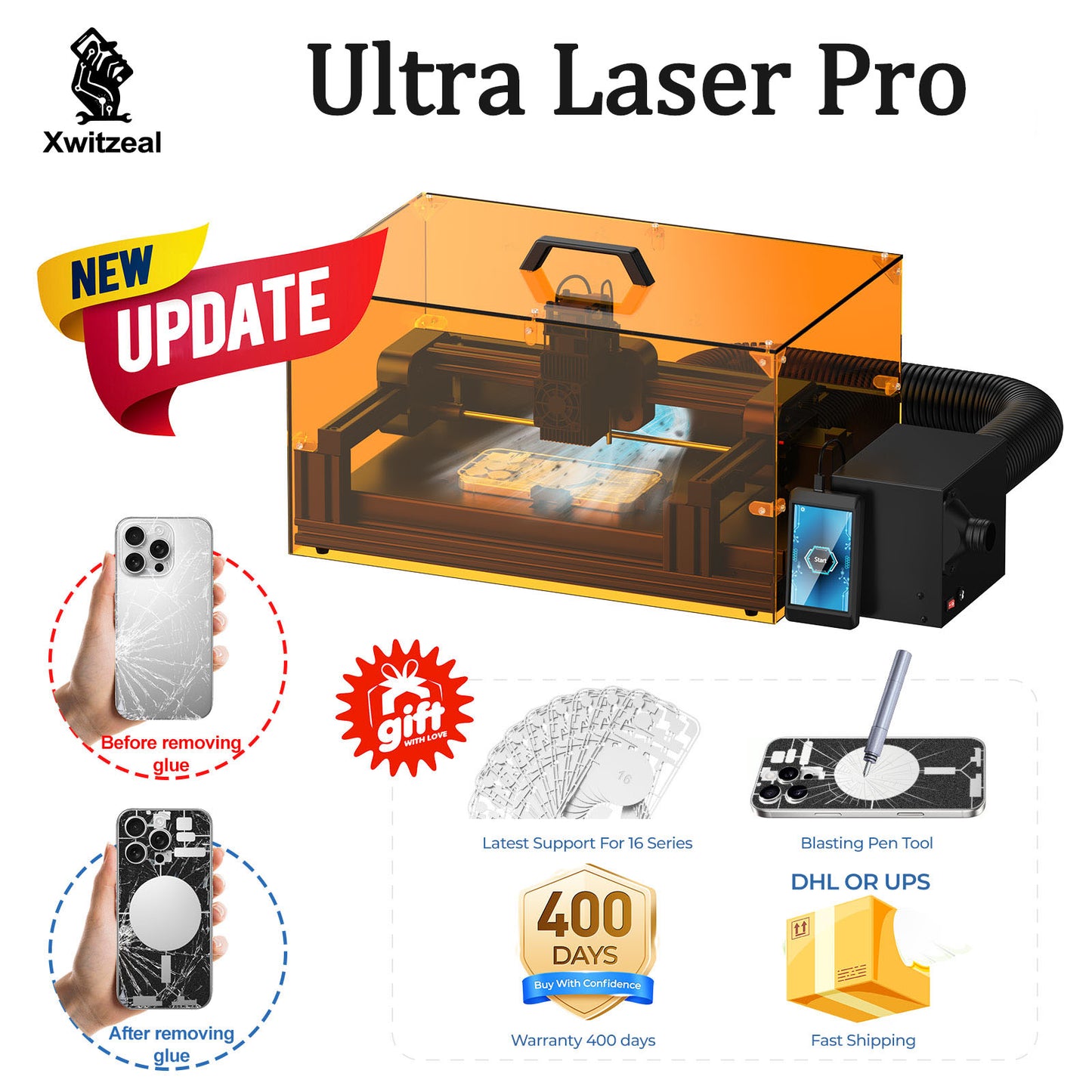 Xwitzeal® Ultra Laser Pro Machine for iPhone 8-16 Back Glass Repair