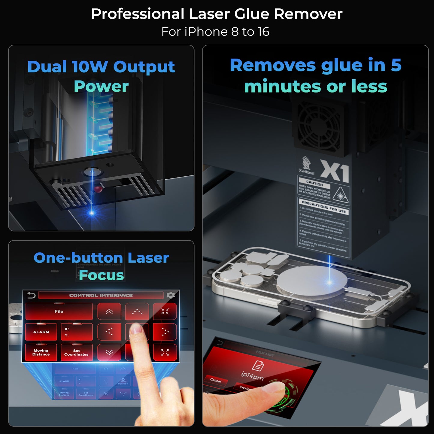 Xwitzeal 20W X1 Laser iPhone Back Glass Machine 5-IN-1|