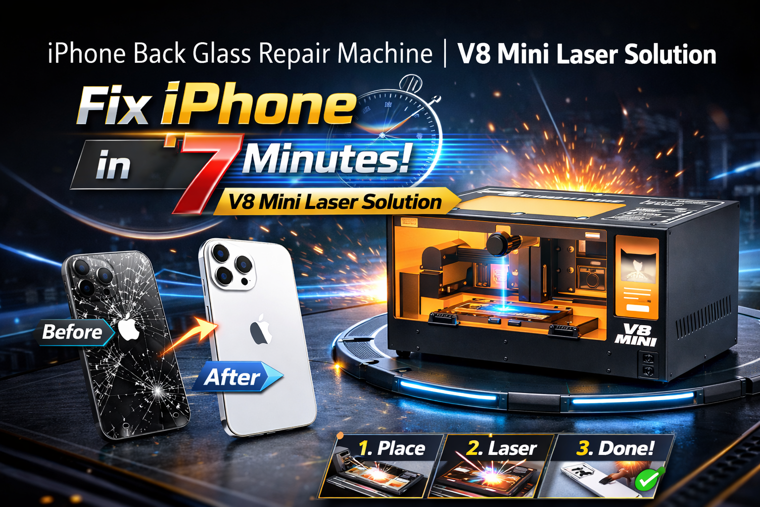 iPhone Back Glass Repair Machine | V8 Mini Laser Solution – XwitZeal