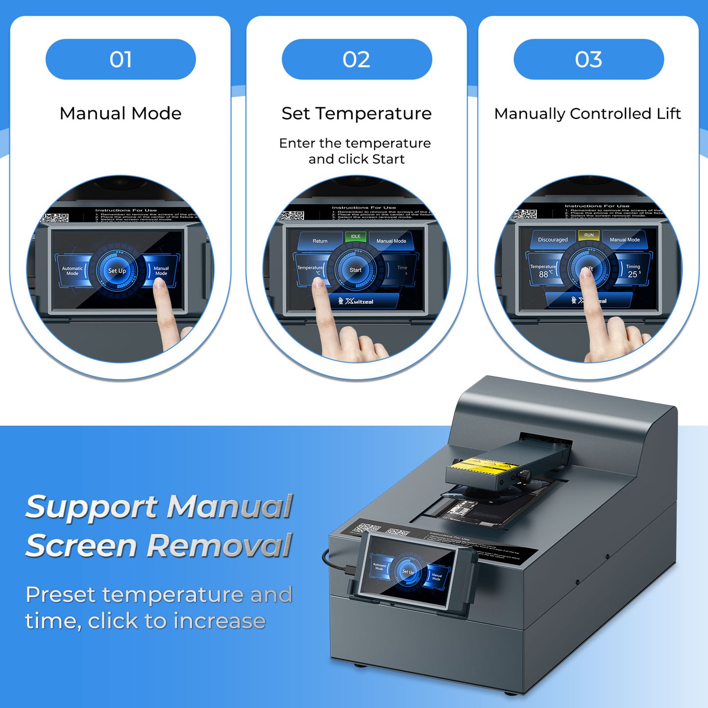 CP1 Automatic 4-side Even Heating Phone Screen Separator Machine