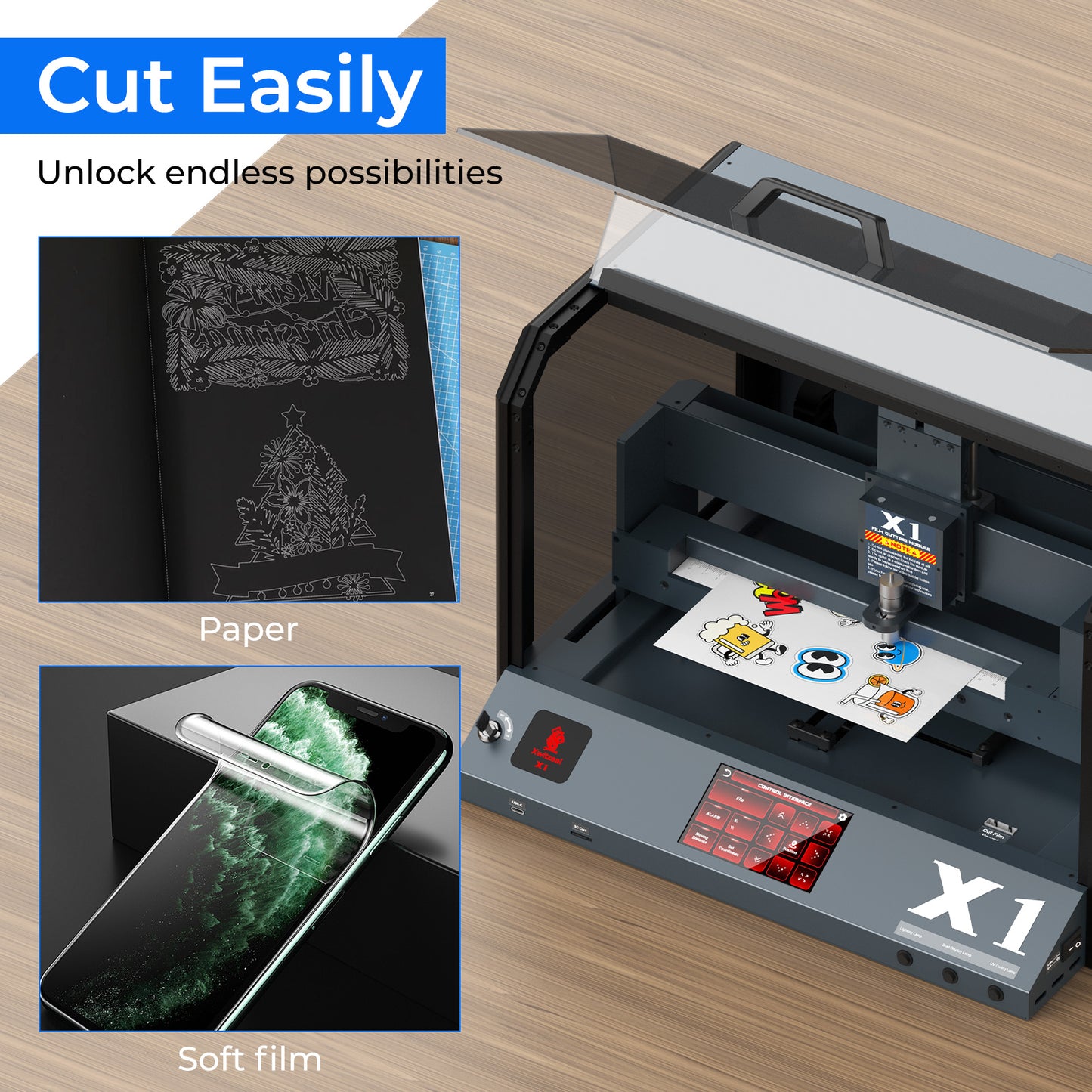 Xwitzeal Mobile Phone Film Cutting Machine, Unlimited Times Back&Front Film Cuts, DIY Smart Cutting Machine Work w/X1 Machine