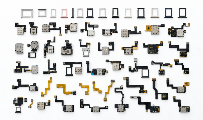 Premium Phone SIM Card Trays & FPC Flex Cable Full Set - Multi-Model Replacement Parts for Mobile Repair